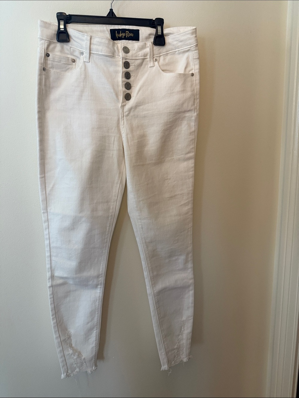 Indigo Rein White High-Rise Skinny Jeans with Button-Fly